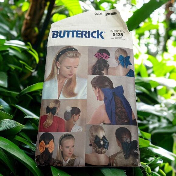 Butterick 5135 Hair Accessories Sewing Pattern Bow Snood Rosette Headband 90s FF - Picture 1 of 5